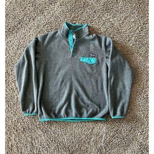 Patagonia Synchilla Snap-T Fleece Pullover Jacket Gray Teal Women’s Size L